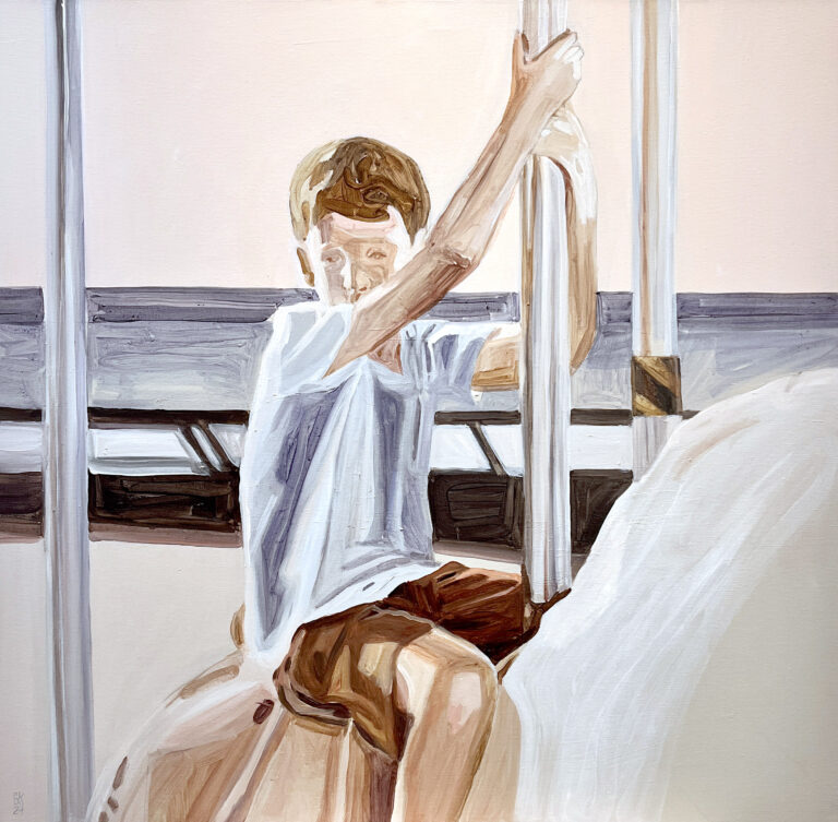 Painting of a boy on a carousel